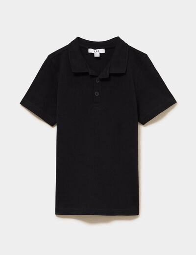 Polo manches courtes &agrave; d&eacute;tail brod&eacute; noir gar&ccedil;on