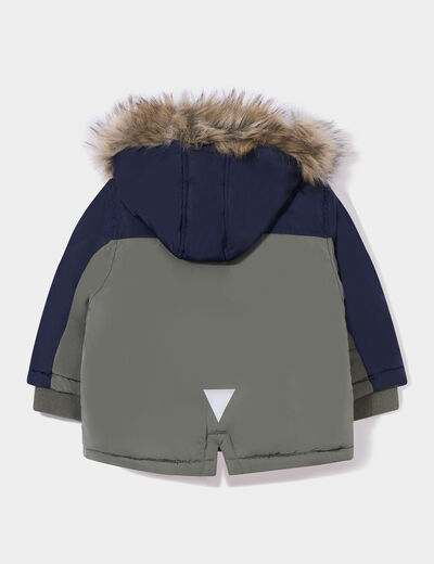 Parka à capuche fausse fourrure vert kaki bébé garçon