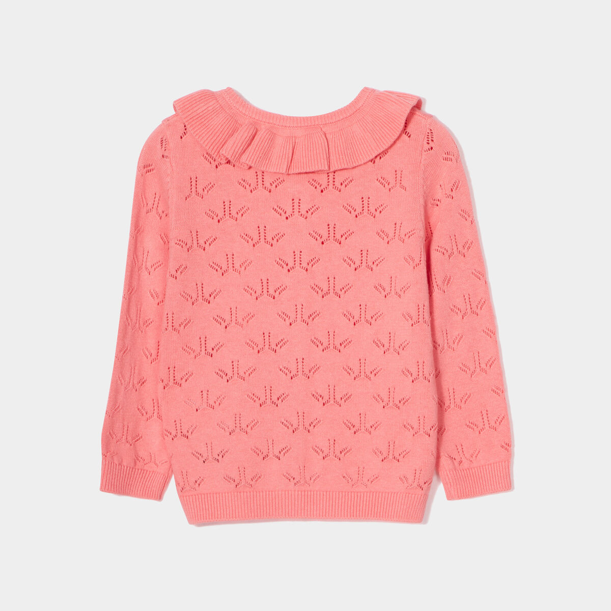 Gilet ajouré col à volants coton Creeks rose bébé fille