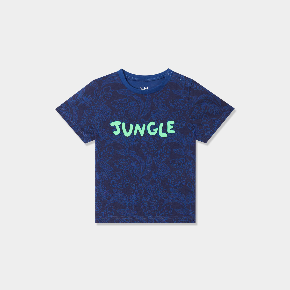 T-shirt col rond manches courtes coton bleu marine bébé garçon