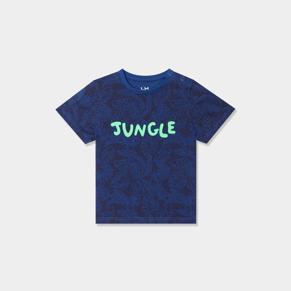T-shirt col rond manches courtes coton bleu marine bébé garçon