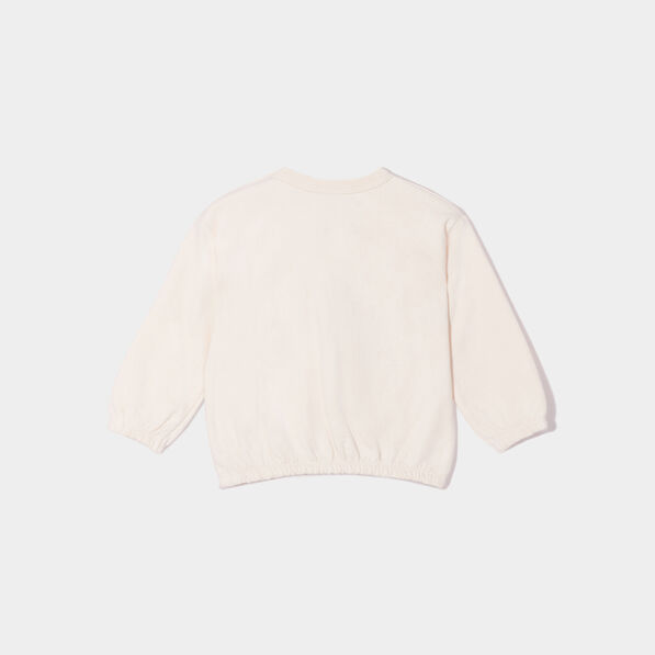 Sweat détails pailletés col rond blanc bébé fille
