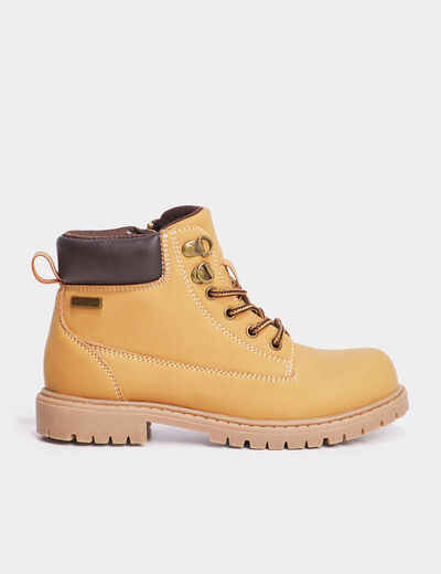 Boots crantées zippées Trappeur jaune garçon