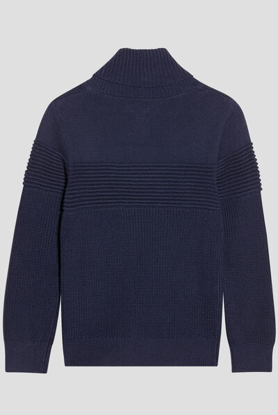 Pull avec col roulé bleu marine garçon