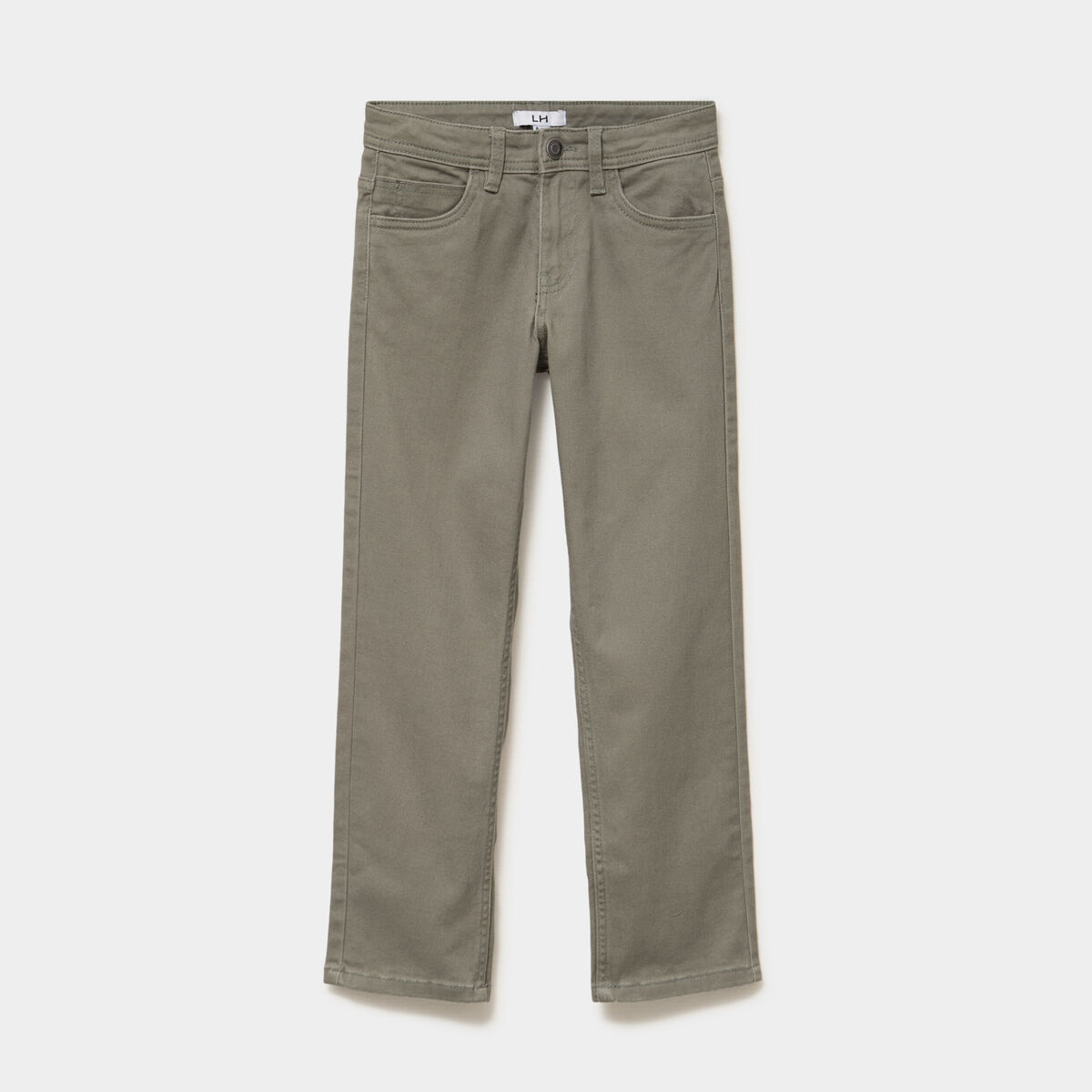 Pantalon regular coton majoritaire vert kaki gar&ccedil;on