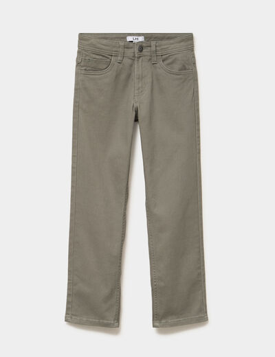 Pantalon regular coton majoritaire vert kaki gar&ccedil;on