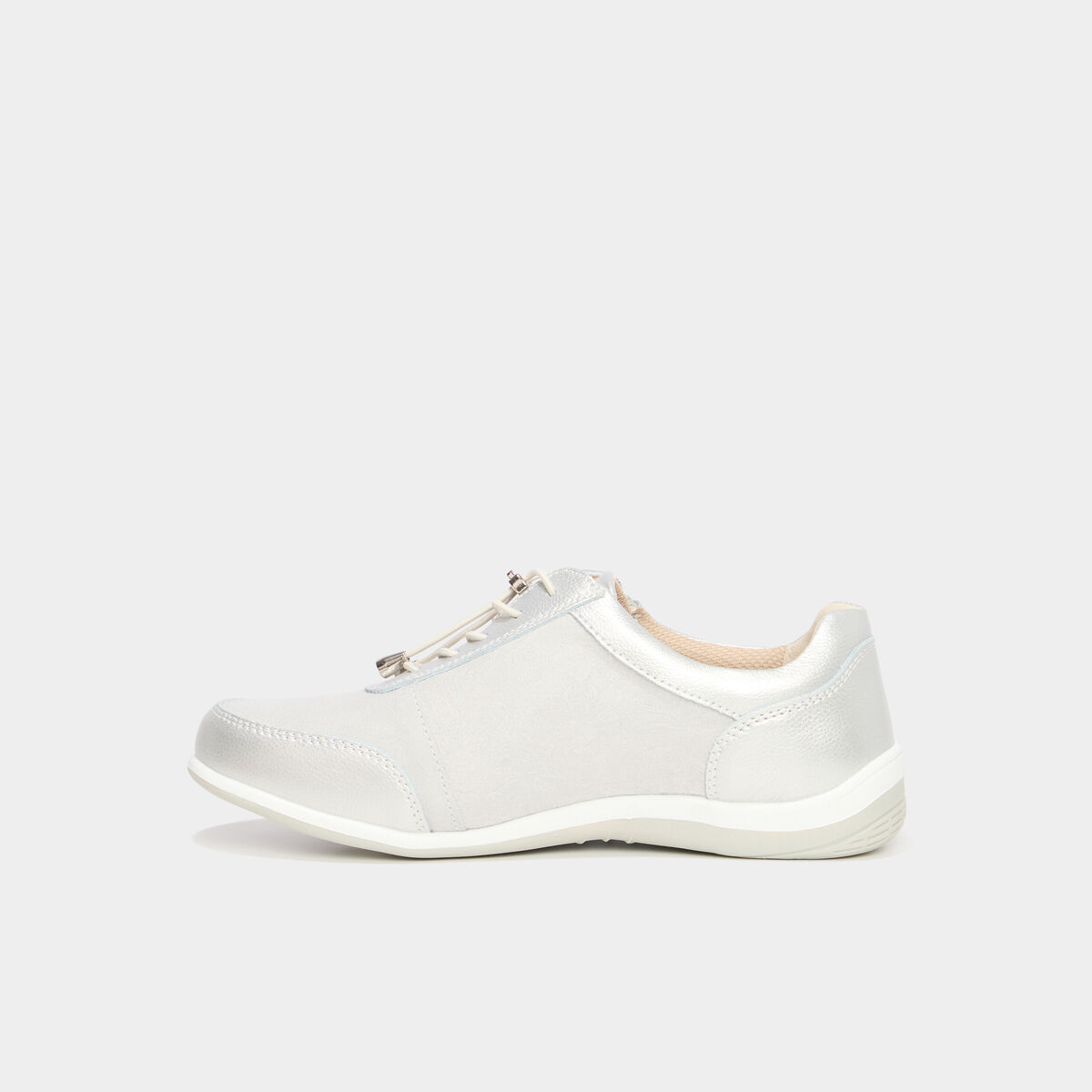 Tennis basses pied large en cuir blanc femme