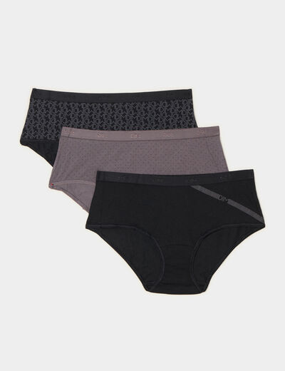 Lot 3 shortys coton noir femme