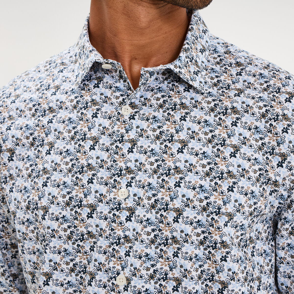 Chemise ajust&eacute;e manches longues multicolore homme
