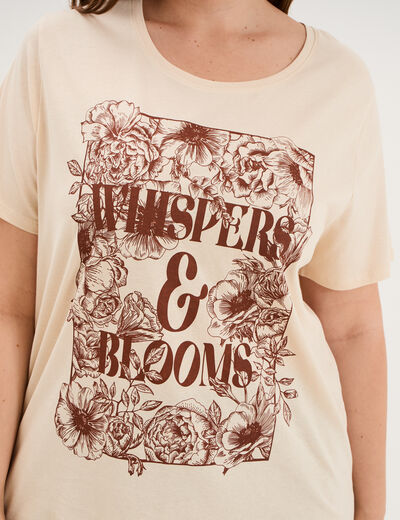 T-shirt manches courtes col rond coton ivoire femme grande taille