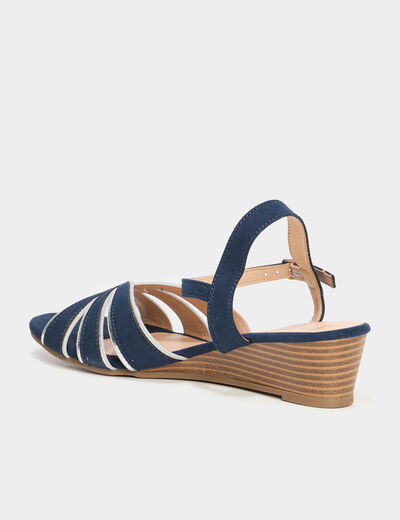 Sandales compensées bleu marine femme