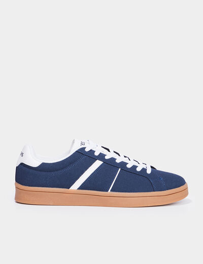 Tennis basses à lacets effet daim bleu marine homme