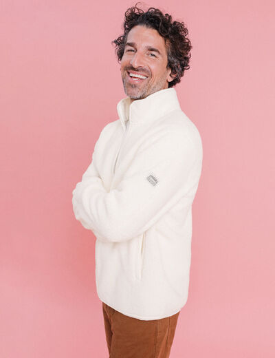 Veste sherpa col camionneur blanc homme