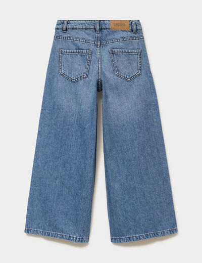 Jean large 5 poches taille ajustable denim stone fille