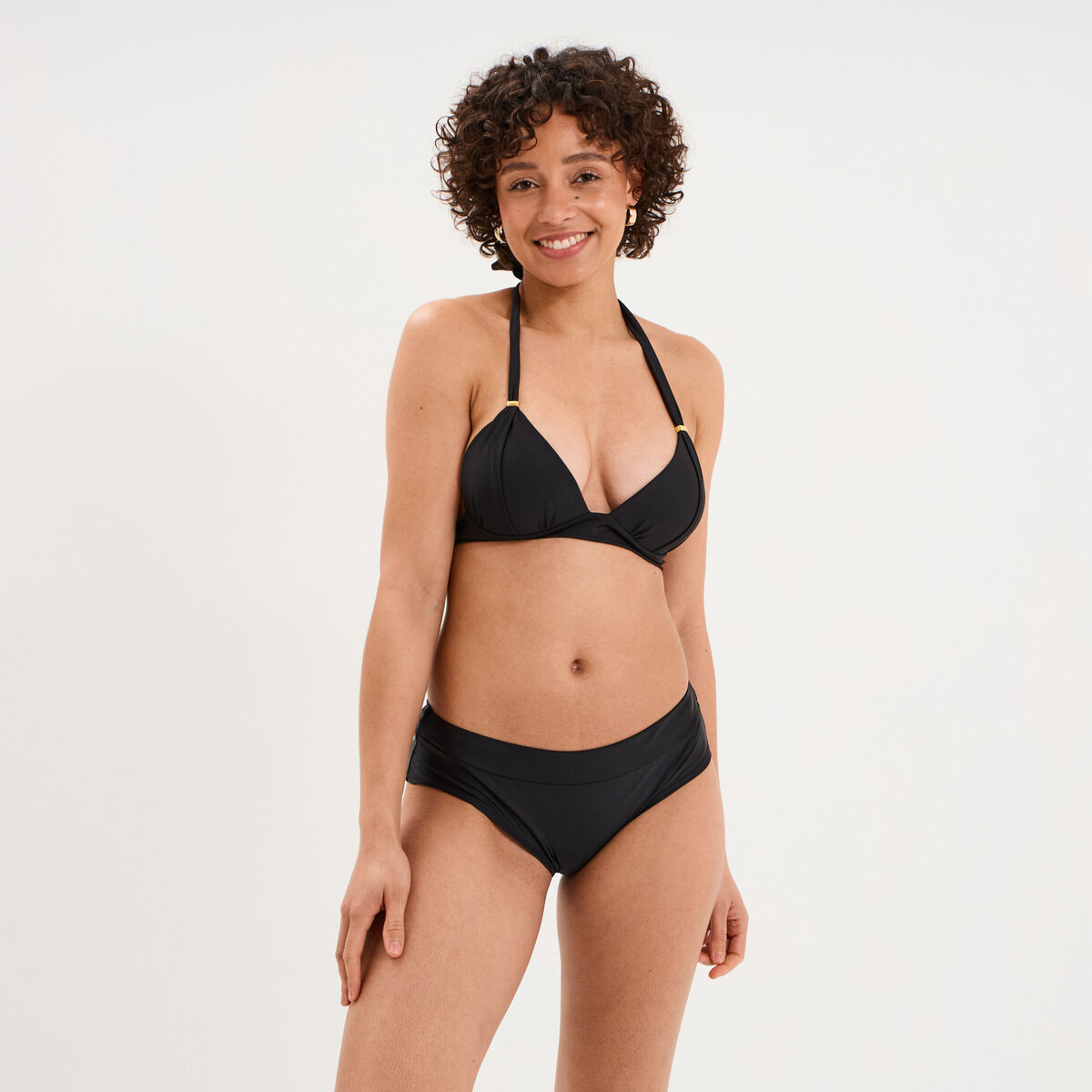 Haut de maillot de bain forme triangle noir femme