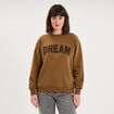 Sweat col rond manches longues beige femme