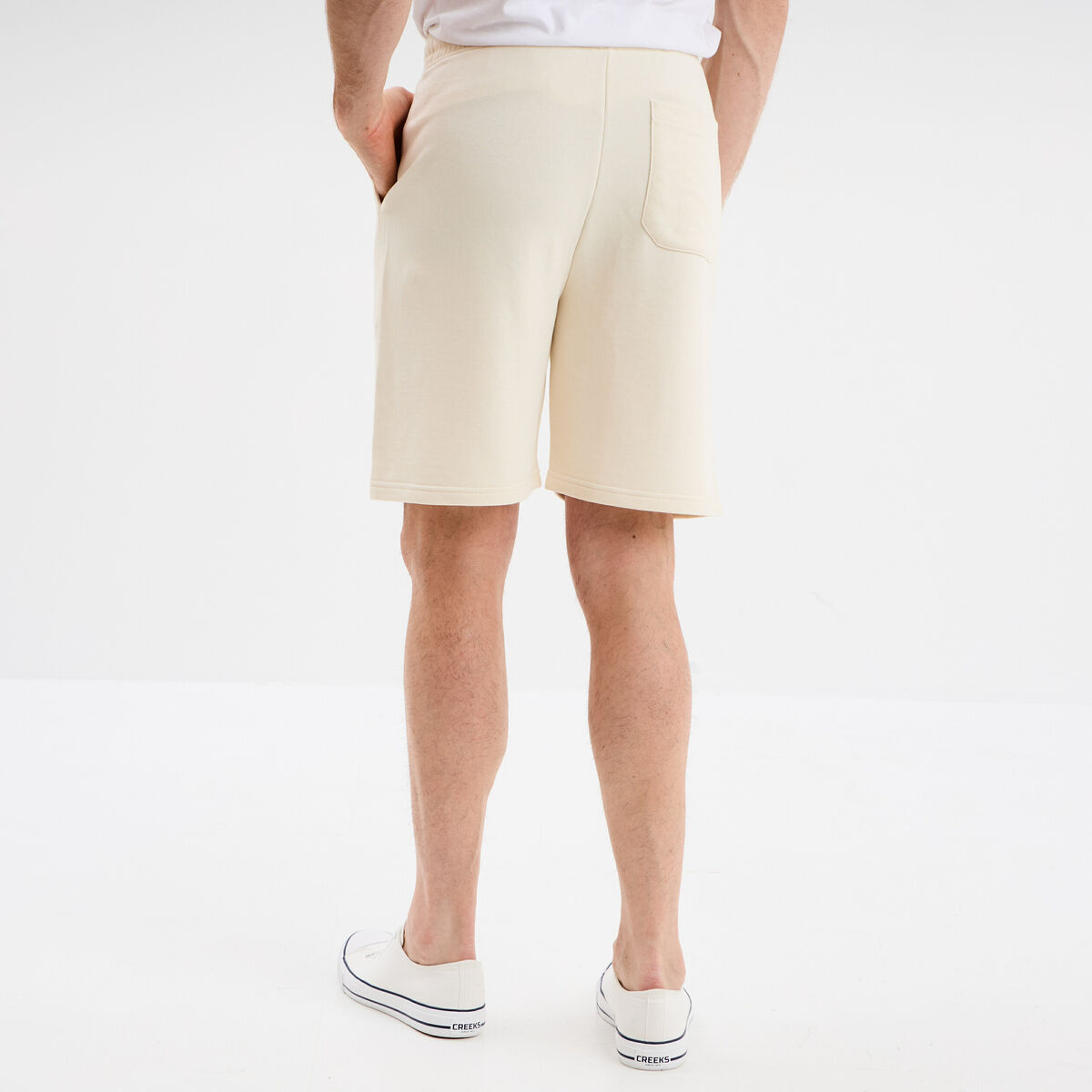 Short de jogging en molleton ecru homme