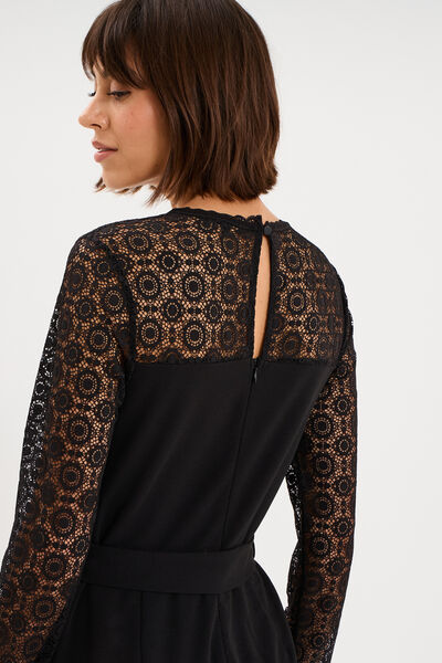 Combinaison pantalon avec dentelle noir femme