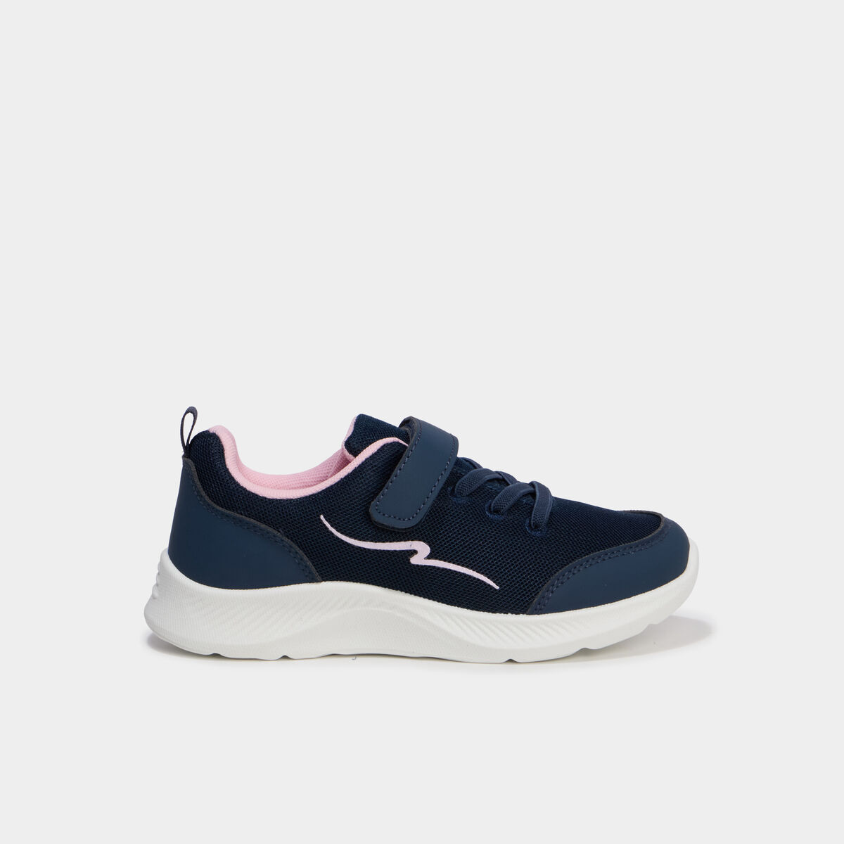 Baskets running &agrave; scratchs bleu marine fille
