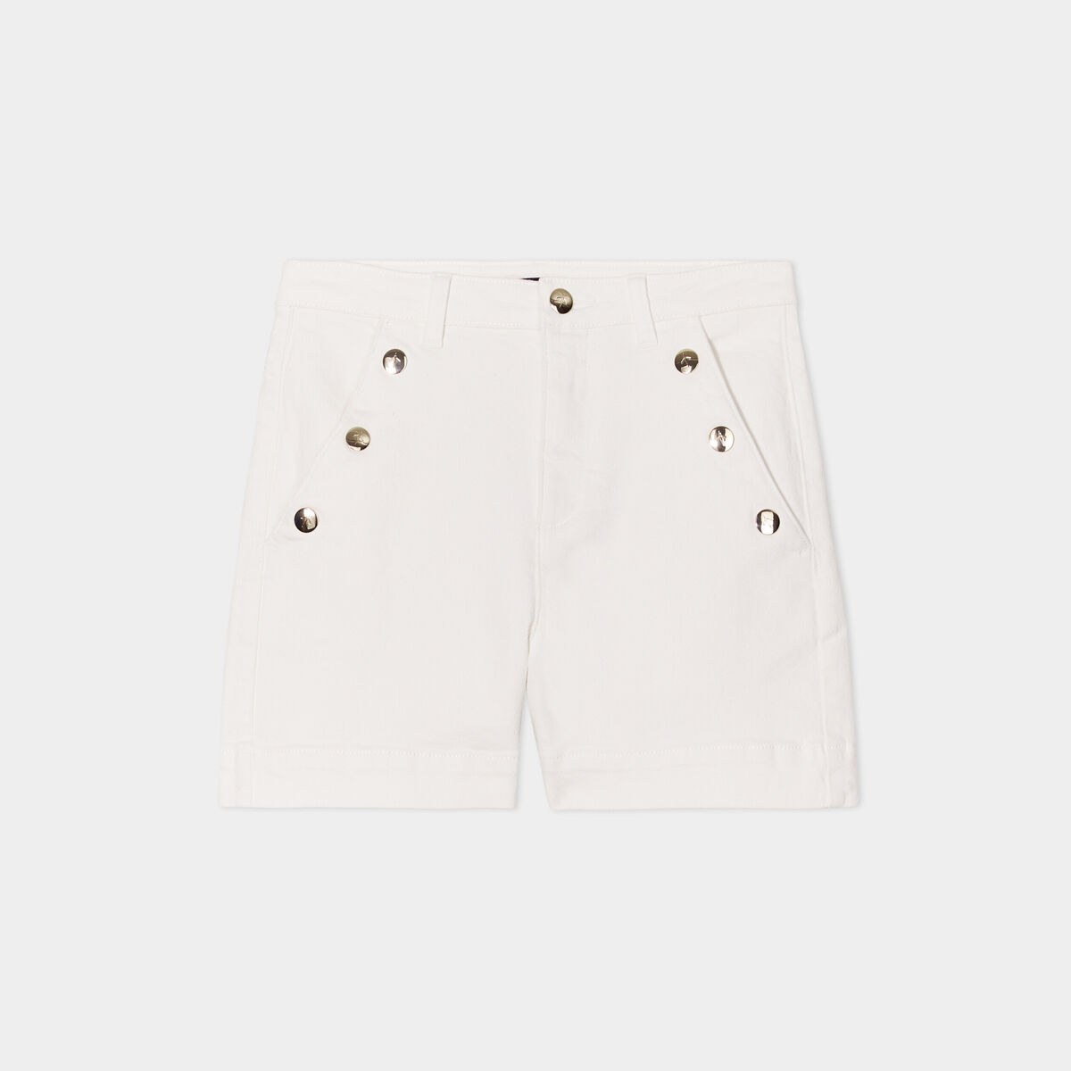 Short en jean poches à pont ivoire femme