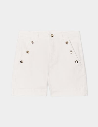 Short en jean poches à pont ivoire femme