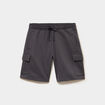Bermuda cargo molleton taille &eacute;lastiqu&eacute;e gris fonc&eacute; homme