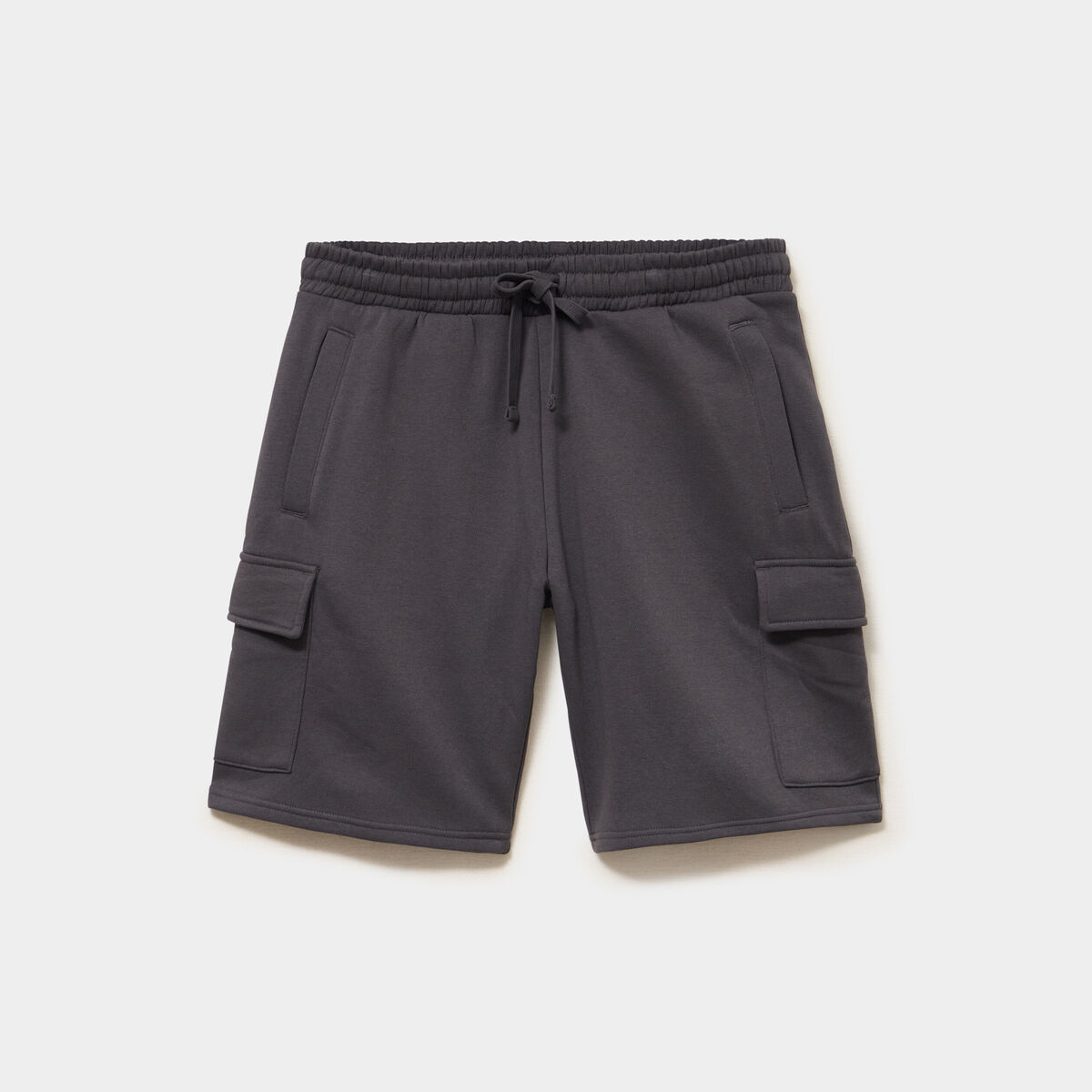 Bermuda cargo molleton taille &eacute;lastiqu&eacute;e gris fonc&eacute; homme