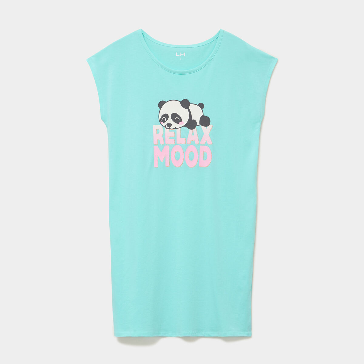 Chemise de nuit courte coton bleu turquoise femme
