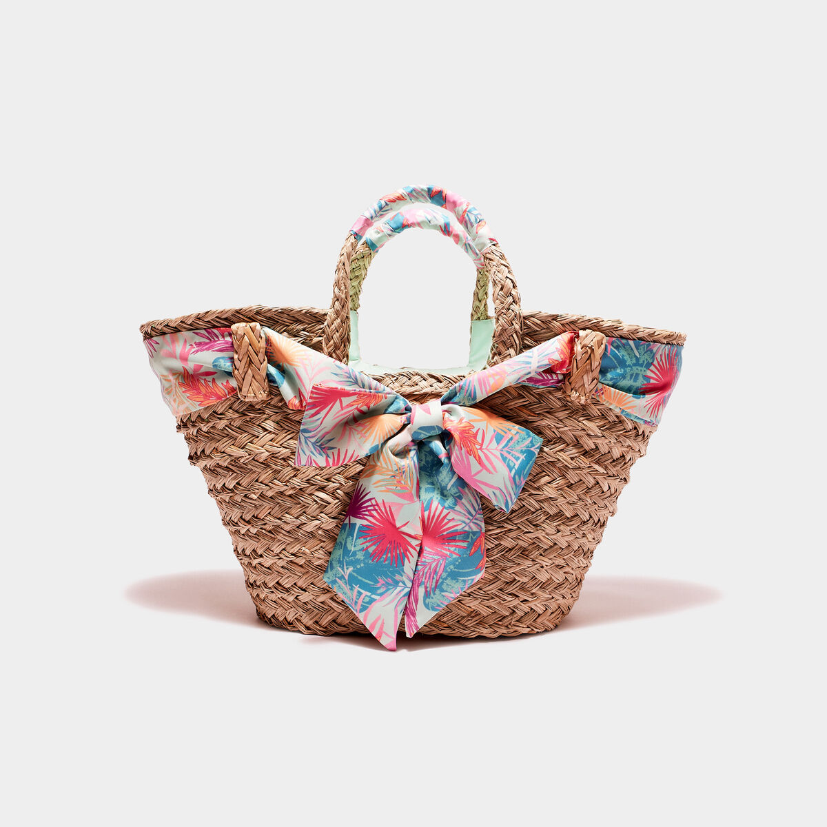 Sac panier tressé vert clair femme