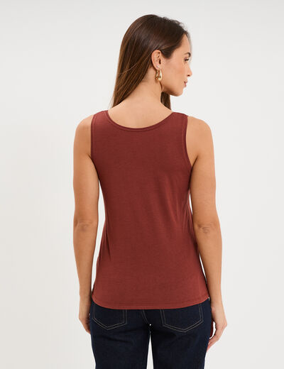 D&eacute;bardeur bretelles larges coton marron cognac femme