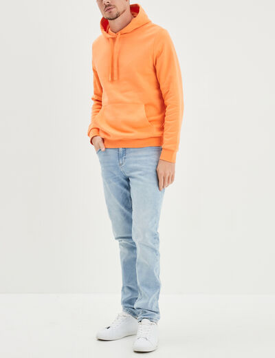 Sweat molleton à capuche hoodie orange corail homme