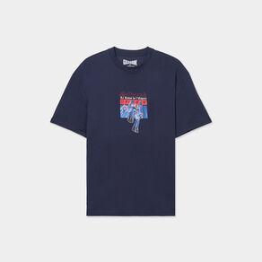 T-shirt manches courtes coton Goldorak bleu marine homme