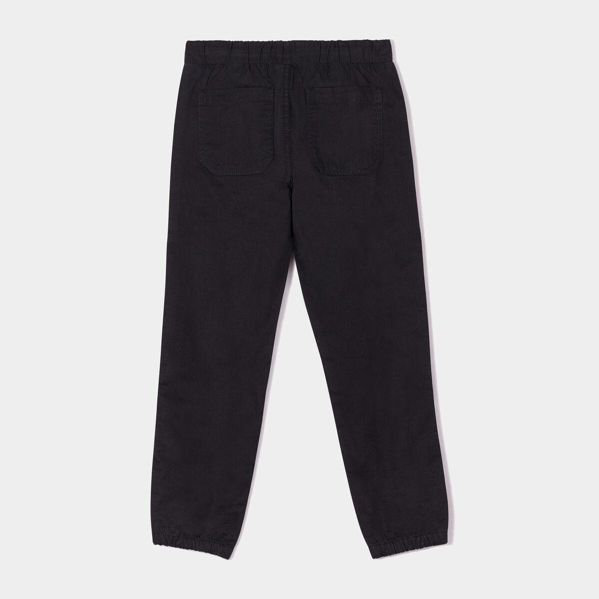 Pantalon regular taille élastiquée coton noir garçon
