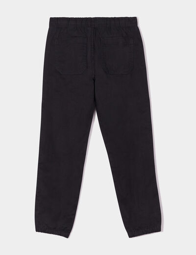 Pantalon regular taille élastiquée coton noir garçon