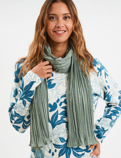 Foulard aspect froissé vert femme
