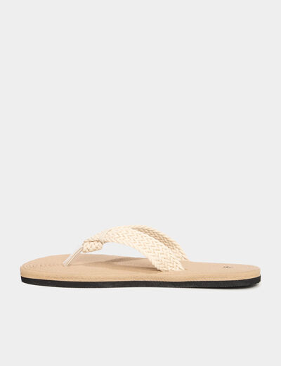 Tongs de plage détails tressés sable femme
