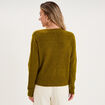 Gilet col rond manches longues vert olive femme