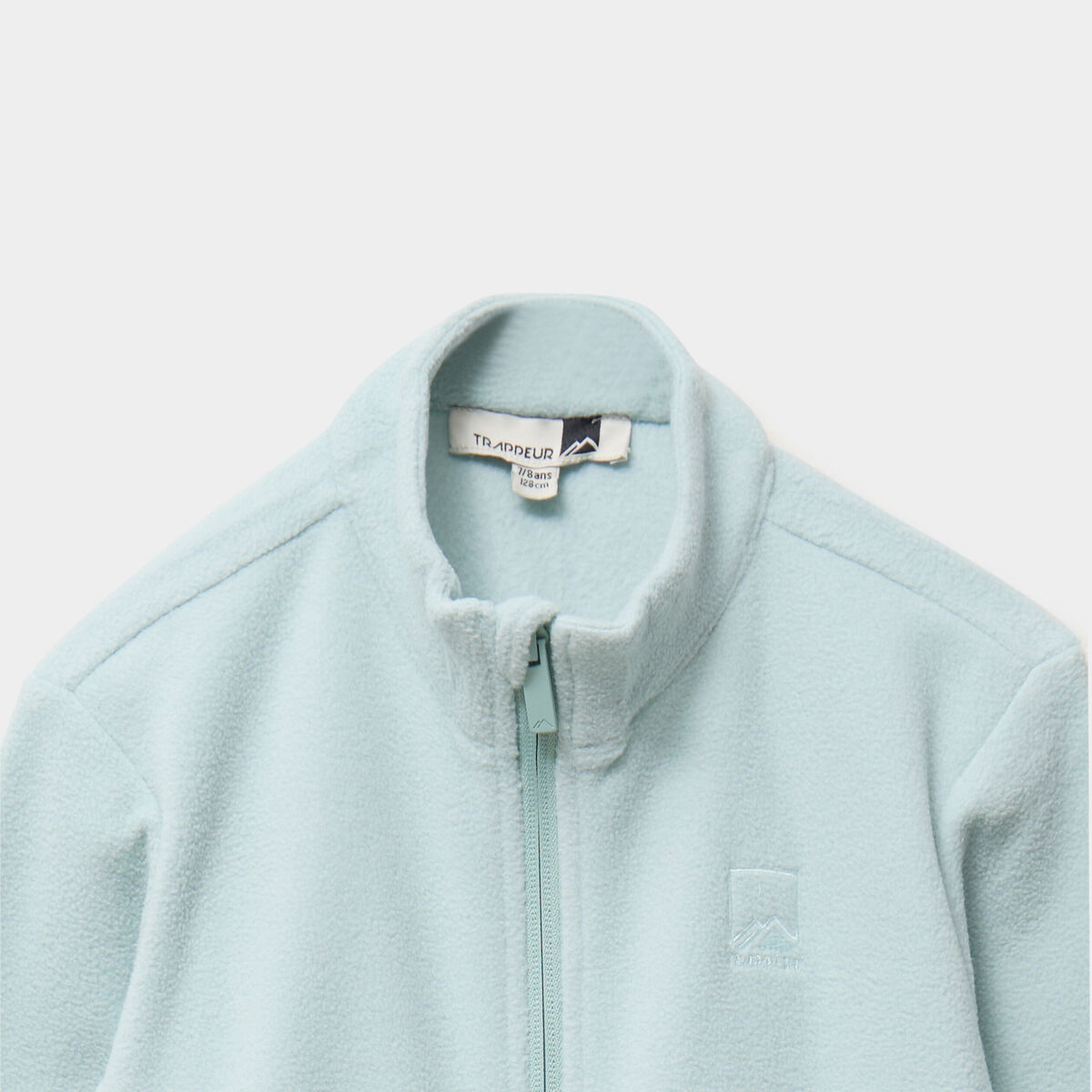 Gilet effet polaire zipp&eacute; col montant bleu gris fille