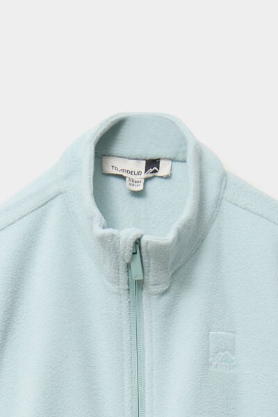 Gilet effet polaire zipp&eacute; col montant bleu gris fille