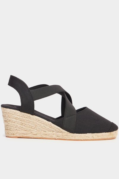 Sandales espadrilles compensées noir femme