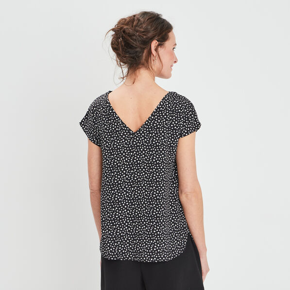 blouse manches courtes avec dentelle noir femme Blouse manches courtes avec dentelle noir femme