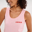 D&eacute;bardeur col rond droit coton rose femme