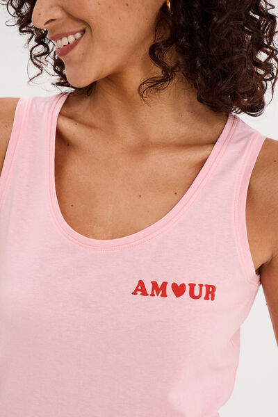 D&eacute;bardeur col rond droit coton rose femme