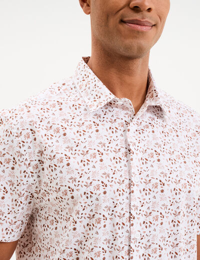 Chemise manches courtes coton ecru homme