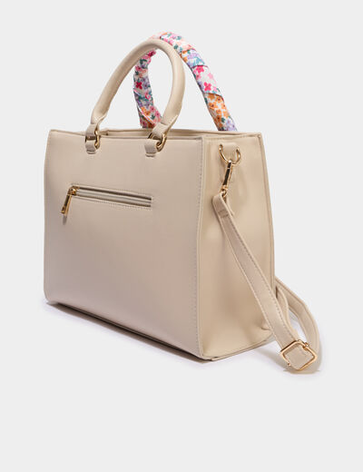 Sac &agrave; main d&eacute;tail foulard ivoire femme