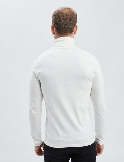 T-shirt col roulé manches longues ivoire homme
