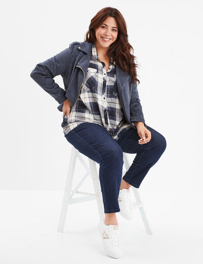 Chemise fluide manches longues bleu marine femme grande taille