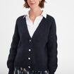 Gilet col en V boutonné manches longues bleu foncé femme