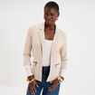 Veste blazer cintr&eacute; manches 3/4 beige femme