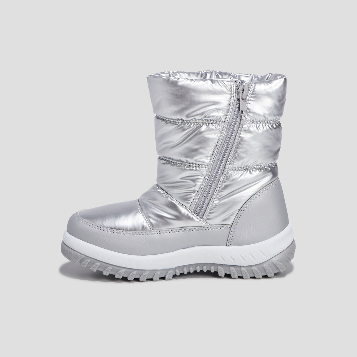 Bottes de neige métallisées gris argent fille